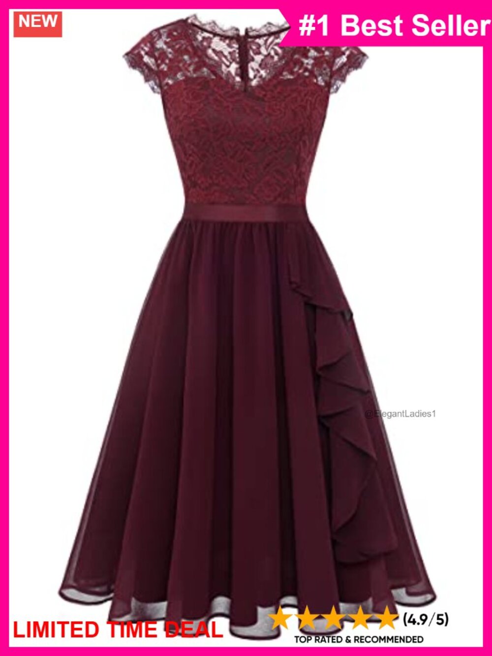 Lace V-Neck A-Line Ruffle Mini Dress Semi Formal Cocktail Homecoming